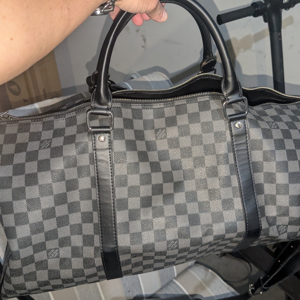 Louis Vuitton Gray and Black Duffel Bag with Damier Graphite Canvas